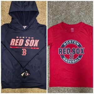 NWT Boys Boston Red Sox Bundle | Performance Hoodie & Tee | Size L 14/16